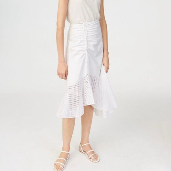 Club Monaco Ruanne Asymetrical Eyelet Ruffled Skirt - Picture 1 of 8